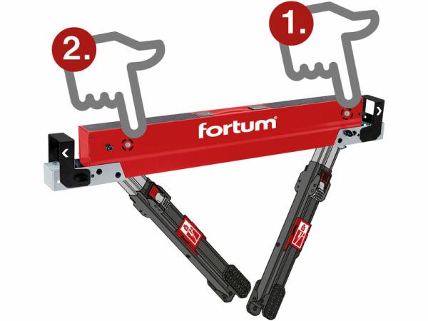 FORTUM 4759999 Podstavec nastaviteľný skladací 590kg, výška 62–82 cm, šírka 90-115,5 cm 2