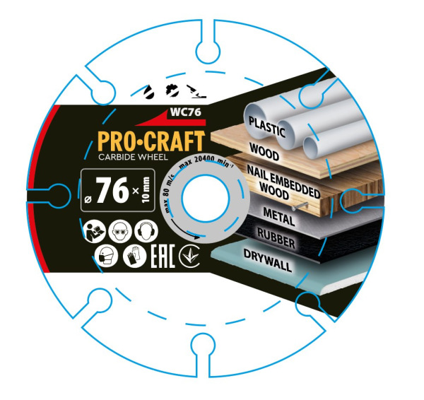 Rezný, karbidový kotúč Procraft WC76