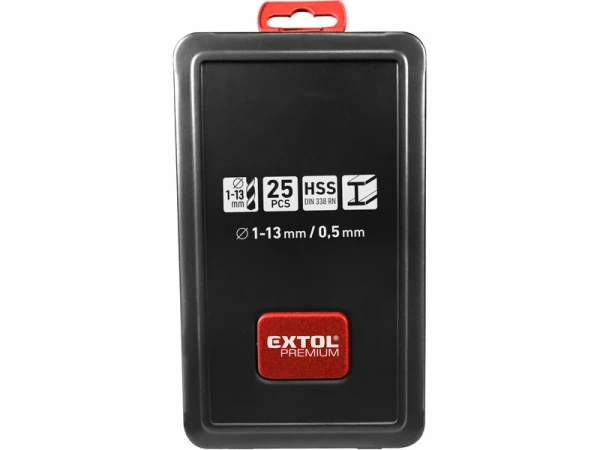 EXTOL PREMIUM Vrtáky do kovu 1-13mm, 25-dielna sada HSS, DIN338 8801192 1