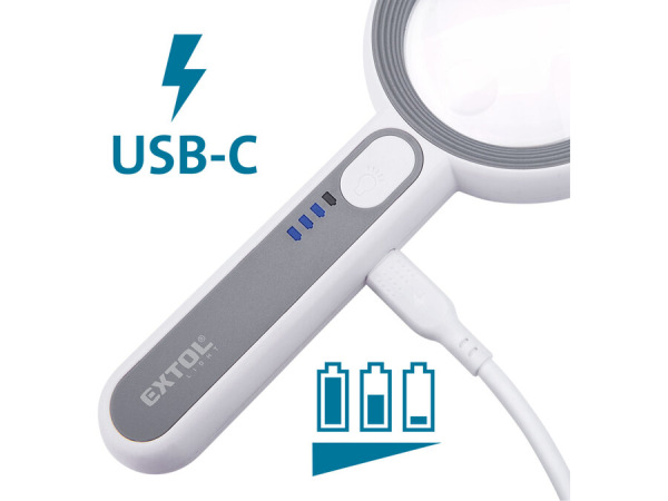 EXTOL LIGHT 43163 Lupa so svetlom, 16 LED, 6/12x zväčšenie, USB-C nabíjanie 7