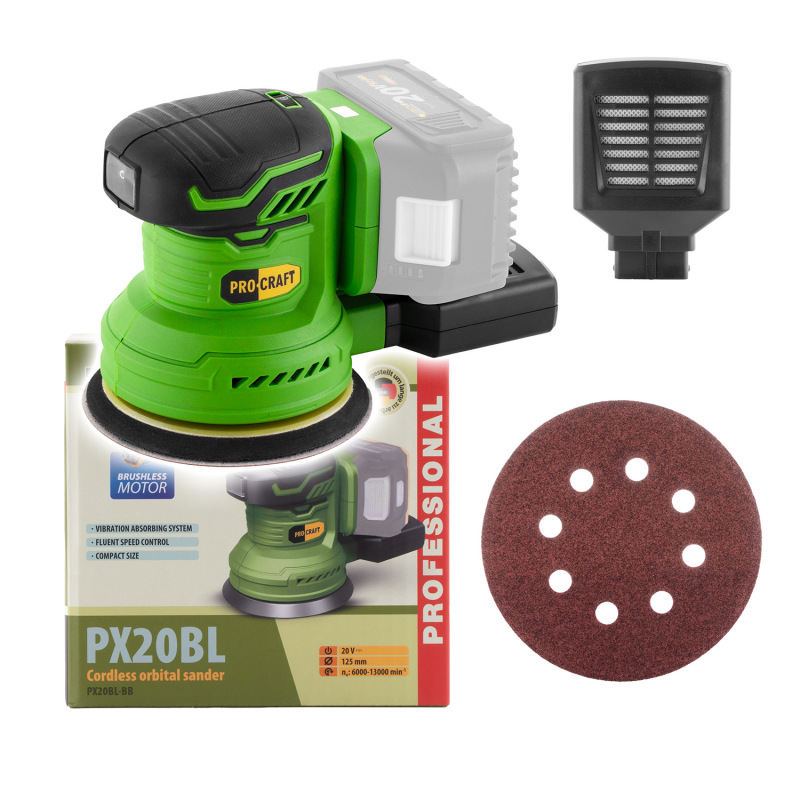 Excentrická aku brúska Procraft PX20BL (bez batérie a nabíjačky)