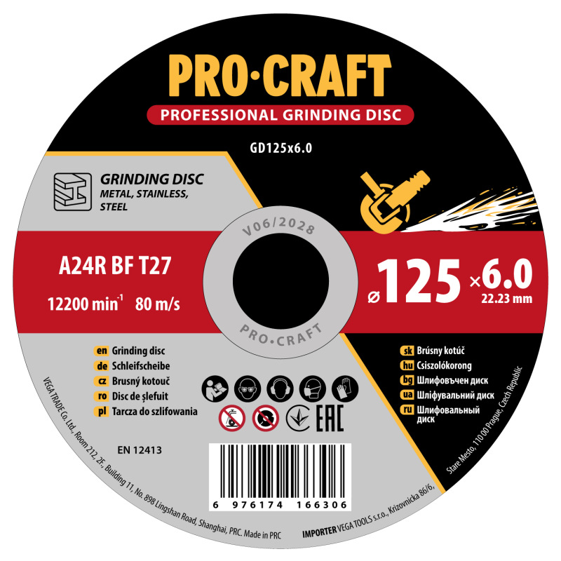 Brúsny kotúč na kov Procraft GD GD125x6.0