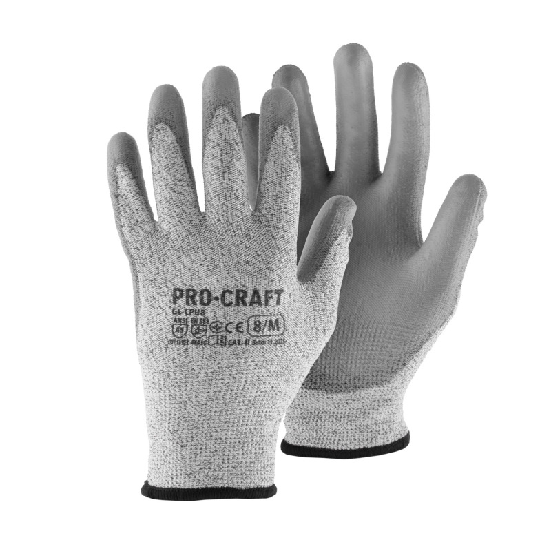 Pracovné rukavice polyuretánové odolné proti prerezaniu, XL Procraft GL-CPU10