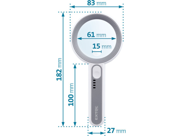 EXTOL LIGHT 43163 Lupa so svetlom, 16 LED, 6/12x zväčšenie, USB-C nabíjanie 10
