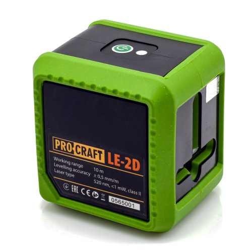 Procraft LE-2D Zelený čiarový laser, krížový samonivelačný